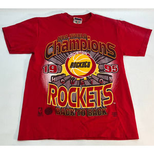 Vintage Houston Rockets 1995 Back To Back World Champions T-Shirt Youth Large
